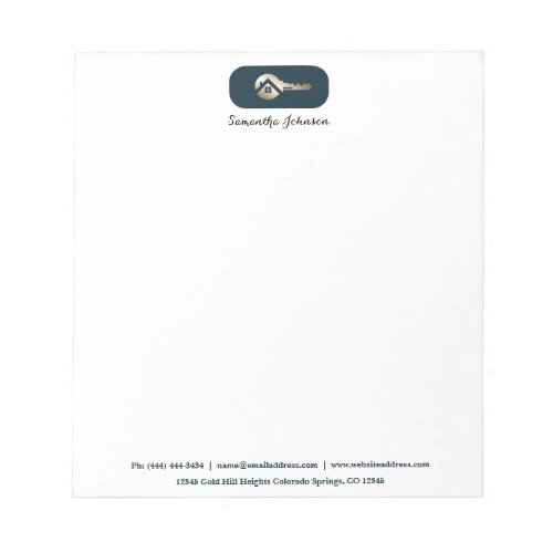 Elegant Gold Key Blue Spruce Realtor Notepad