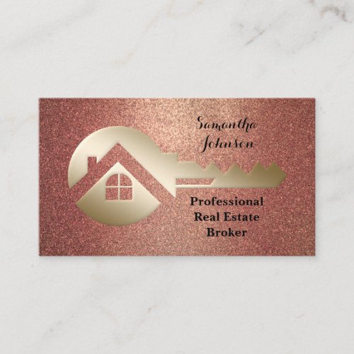 Elegant Gold Key Real Estate Broker Business Card
