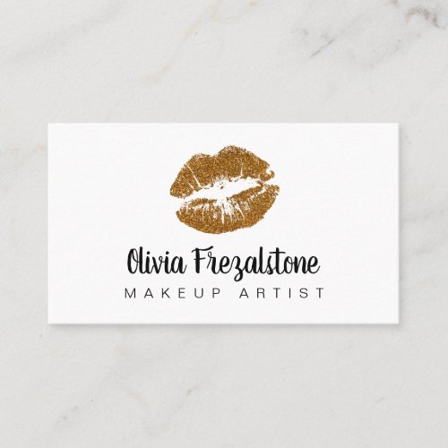 Elegant Gold Kiss Make Up Artist Business Cards