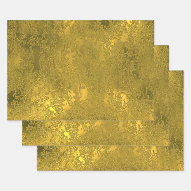 Elegant Gold Lace Effect Wrapping Paper Sheets (Set)