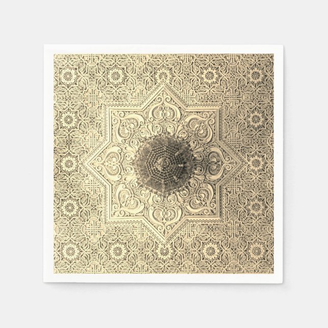 Elegant Gold Lace Pattern Paper Napkins (Front)