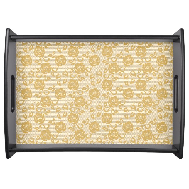 Elegant Gold Lace Serving Tray (Front)