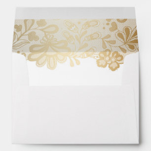 Elegant Gold Lace White Wedding Envelope