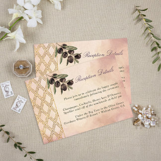 Elegant Gold Lattice Tuscan Olive Branch Enclosure Card