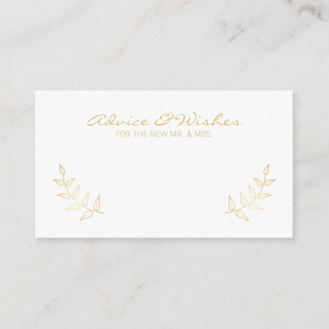 Elegant Gold Laurels Wedding Advice and Wishes (Front)