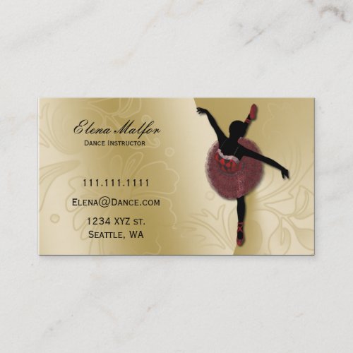 elegant gold lavish ballerina Business card