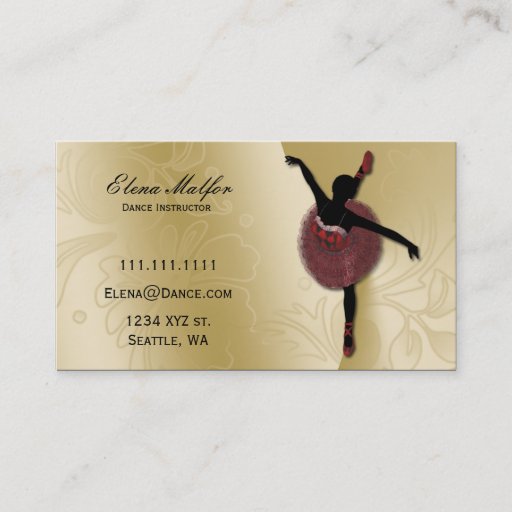 Customizable elegant gold lavish ballerina Business card