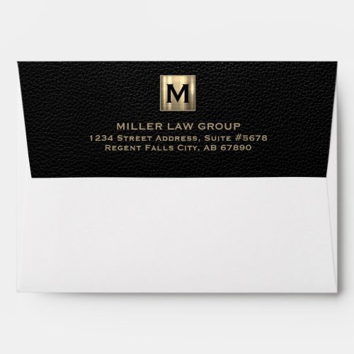 Elegant Gold Law Firm Monogram Address Envelope