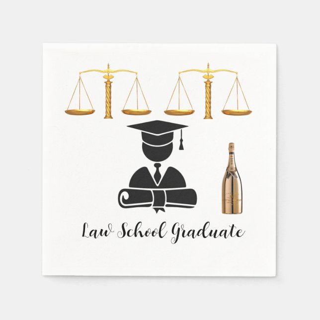 Elegant Gold Law School Graduate Paper  Napkins (Front)