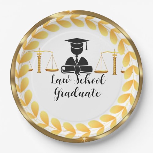 Elegant Gold Law School Graduate Paper Paper Plates