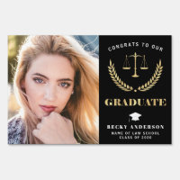 Elegant gold Law school graduation yard sign