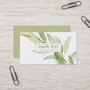 Elegant Gold Leaf Airy Greenery Business Card
