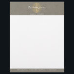 Elegant Gold Leaf Logo on Tan Cardboard Look Letterhead<br><div class="desc">Coordinates with the Elegant Gold Leaf Logo on Tan Cardboard Look Business Card Template by 1201AM. An elegant faux gold leaf pattern set in a circle with your name or business name across the top of this personalized letterhead creates an intriguing and sophisticated logo for your brand. Set on a...</div>