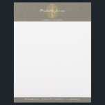 Elegant Gold Leaf Logo on Tan Cardboard Look Letterhead<br><div class="desc">Coordinates with the Elegant Gold Leaf Logo on Tan Cardboard Look Business Card Template by 1201AM. An elegant faux gold leaf pattern set in a circle with your name or business name across the top of this personalized letterhead creates an intriguing and sophisticated logo for your brand. Set on a...</div>