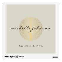 Elegant Gold Leaf Logo on Tan Salon, Spa Wall Decal