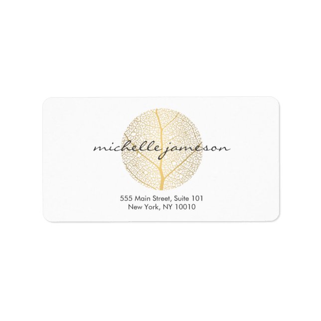 Elegant Gold Leaf Logo on White Label (Front)