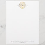 Elegant Gold Leaf Logo on White Letterhead<br><div class="desc">An elegant motif of a gold leaf pattern in a circular shape is combined with your name or business name on this stylish letterhead design. Personalize for yourself in any way you like, Great for salons, spas, life coaches, wellness centers, skincare brands and more. Original art and design © 1201AM...</div>