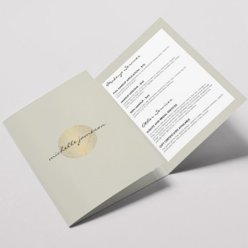 Elegant Gold Leaf Logo Tan Salon Spa Brochure