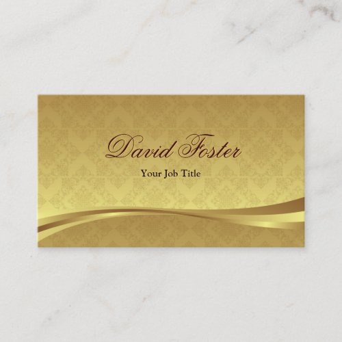 Elegant Gold Leaf Look with Luxury Damask Business Card Template
