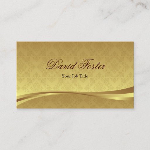 Customizable Elegant Gold Leaf Look with Luxury Damask Business Card Template