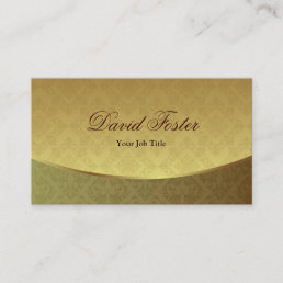 Elegant Gold Leaf Look with Luxury Damask Business Card