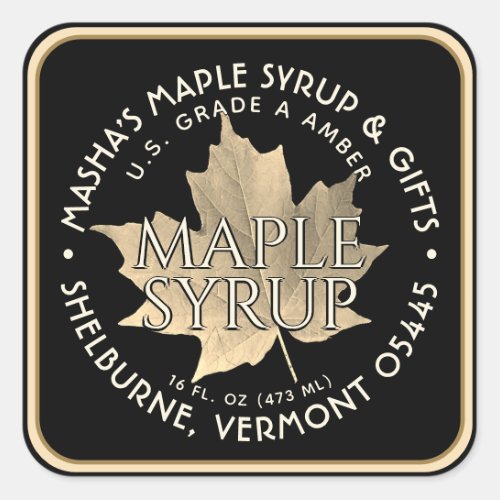 Elegant Gold Leaf Maple Syrup Sticker 15 or 3 