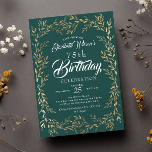 Elegant Gold Leaf Milestone Birthday Invitation