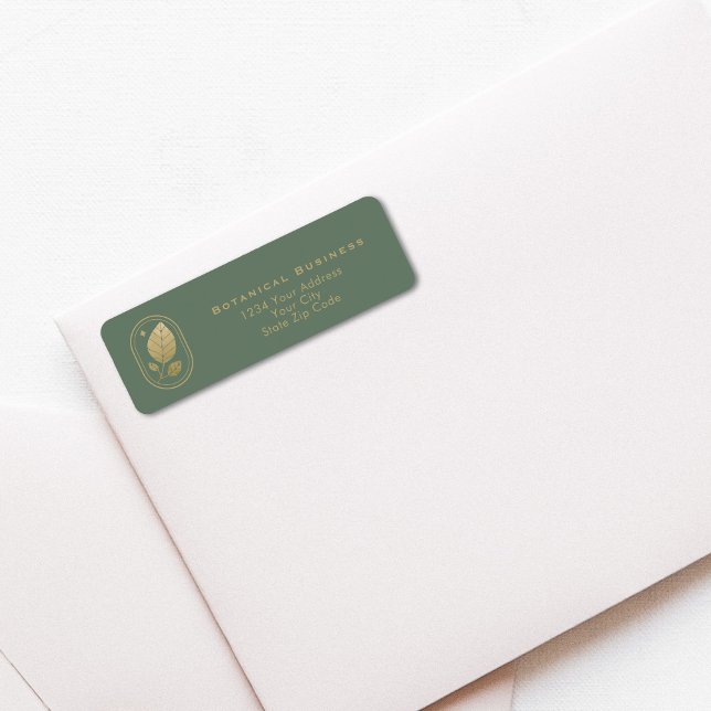 Elegant Gold Leaf Minimal Botanical Green Label (Elegant Gold Leaf Minimal Botanical Green Label)