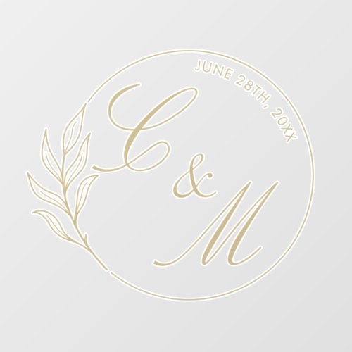 Elegant Gold Leaf Monogram Wedding  Floor Decals