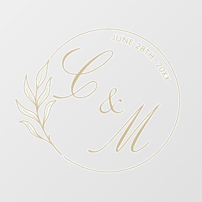 Elegant Gold Leaf Monogram Wedding  Floor Decals (Front)