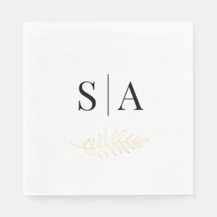 Elegant Gold Leaf Monogram Wedding Napkins