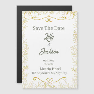Elegant Gold Leaf Save the Date Card Modern Wedd