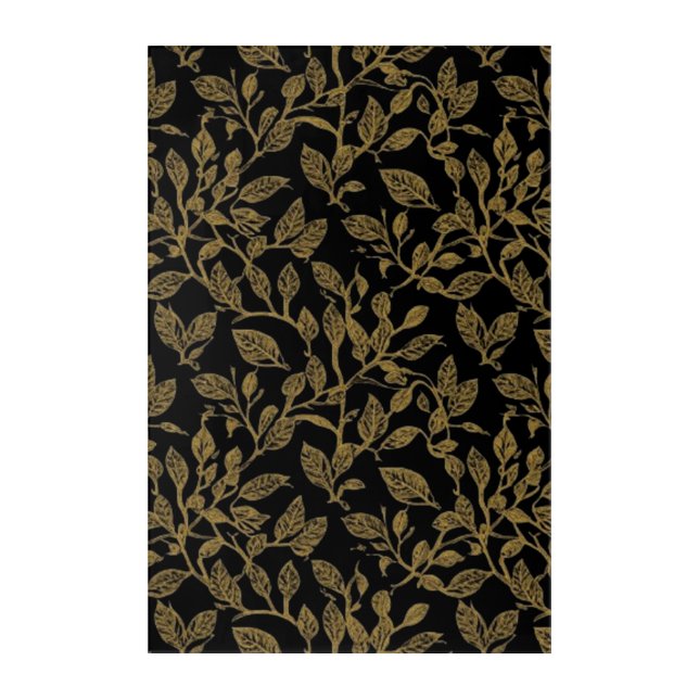 Elegant Gold Leaf Seamless Botanical Pattern Art (Front)