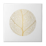 Elegant Gold Leaf Tree Circle Ceramic Tile<br><div class="desc">A faux gold leaf motif contained within a circular shape adds an element of intrigue on this nature-inspired ceramic tile. Art and design © 1201AM Design Studio | www.1201am.com</div>