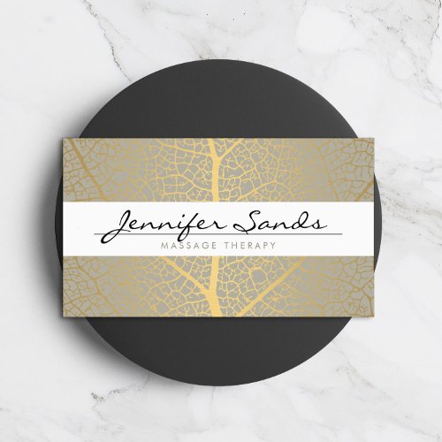 Elegant Gold Leaf Tree Pattern Business Card