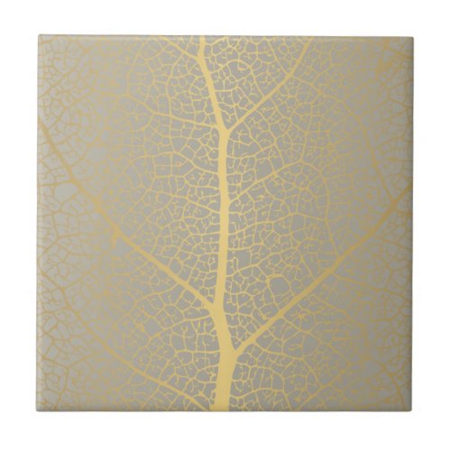 Elegant Gold Leaf Tree Pattern Ceramic Tile