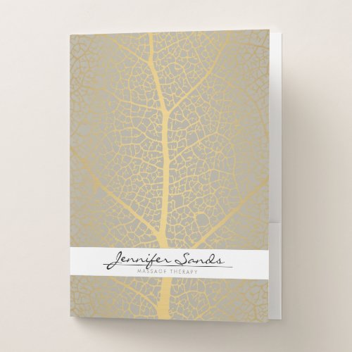 Elegant Gold Leaf Tree Pattern Pocket Folder