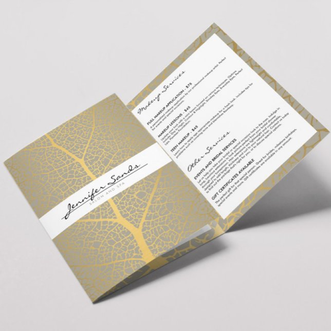 Elegant Gold Leaf Tree Pattern Salon Brochure (Creator Uploaded)
