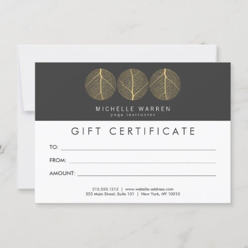 Elegant Gold Leaf Trio Logo Gift Certificate