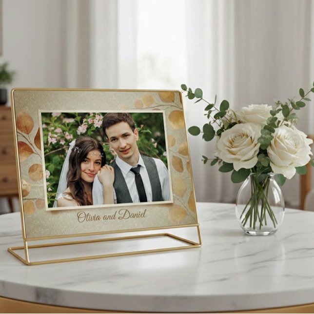 Elegant Gold Leaf Wedding Thank You Postcard     (Creator Uploaded)