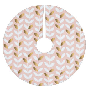 Elegant Gold Leafs: Rosy Vintage. Brushed Polyester Tree Skirt