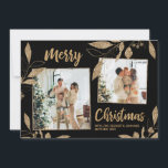 Elegant Gold Leaves 2 Photo Collage Christmas Card<br><div class="desc">Elegant, Modern Black and Gold Botanical Leaves 2 Photo Collage Merry Christmas Holiday Card. This festive, mimimalist, whimsical two (2) photo holiday card on front template features a pretty photo collage, faux gold foil botanical leaves, winterberries and says Merry Christmas! The „Merry Christmas” greeting text is written in a beautiful...</div>