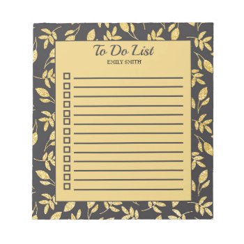 Elegant Gold Leaves Black Line Checkbox To Do List Notepad by ALittleSticky at Zazzle