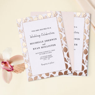 Elegant Gold Leaves Botanical Frame Wedding Foil Invitation