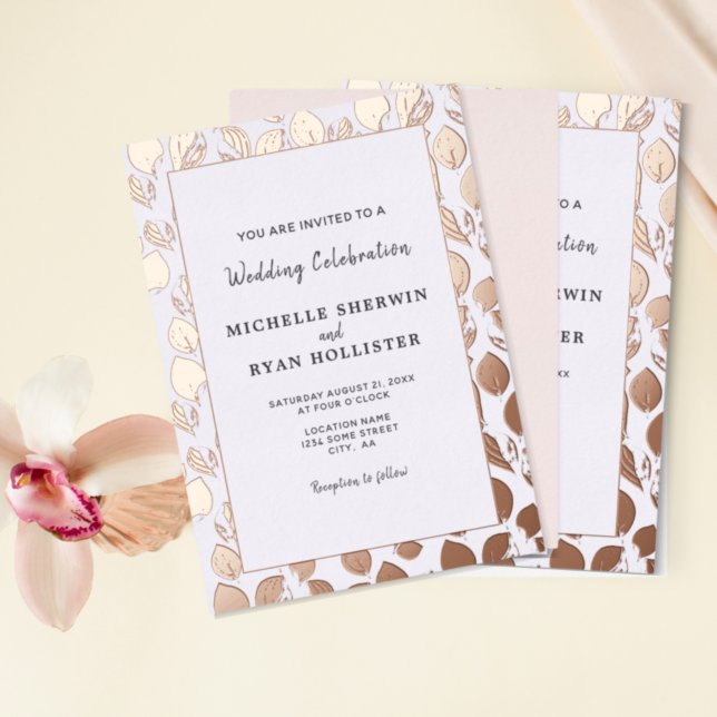 Elegant Gold Leaves Botanical Frame Wedding Foil Invitation (Creator Uploaded)