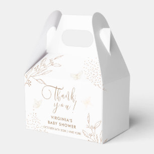 Elegant Gold Leaves Butterfly Baby Shower Favor Boxes