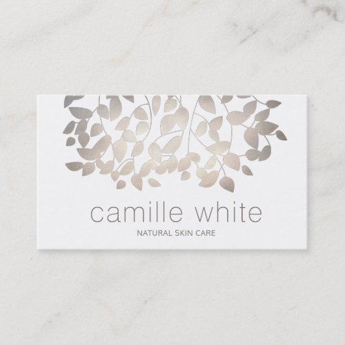 Elegant Gold Leaves Natural Skincare Day Spa Business Card