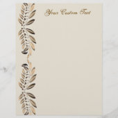 Elegant Gold Leaves On Vines Border Custom Paper (Front)