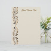 Elegant Gold Leaves On Vines Border Custom Paper (Standing Front)