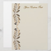 Elegant Gold Leaves On Vines Border Custom Paper (Front/Back)